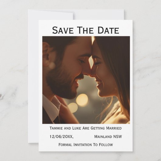 Save the Date Photo Wedding Card | Personalised  (Voorkant)