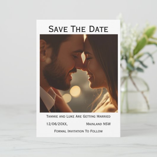 Save the Date Photo Wedding Card | Personalised (Staand voorkant)