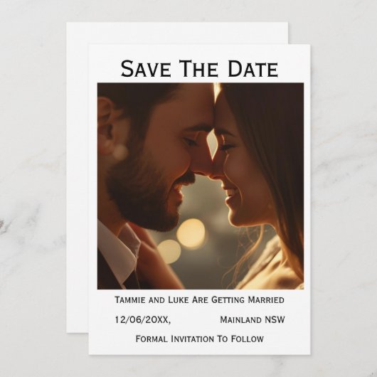 Save the Date Photo Wedding Card | Personalised  (Voorkant / Achterkant)