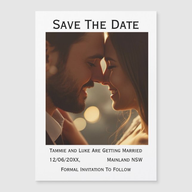 Save the Date Photo Wedding Magnet  (Voorkant)