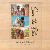 Save The Date PhotoBooth Qr Code Zwart Wit Chic Acryl Uitnodigingen (Voorkant)
