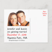 Save the Date Pink & Green Floral Photo Briefkaart (Achterkant)