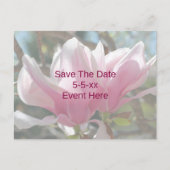Save The Date Pink Magnolia Flower  Aankondigingskaart (Voorkant)