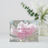 Save The Date Pink Magnolia Flower  Aankondigingskaart (Staand voorkant)