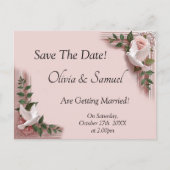 Save The Date - Pink Roses & Doves Wedding Aankondigingskaart (Voorkant)