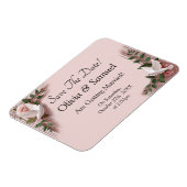 Save The Date - Pink Roses & Doves Wedding Magneet (Linkerzijde)