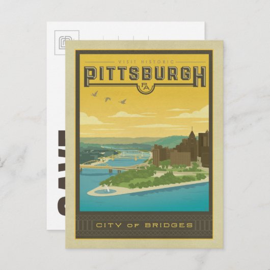 Save the date | Pittsburgh, PA - Stad van bruggen Aankondigingskaart (Voorkant / Achterkant)