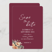 Save the Date platte kaart - Elegante bloemenborde (Voorkant / Achterkant)