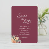 Save the Date platte kaart - Elegante bloemenborde (Staand voorkant)