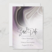 Save the date | Plum Misty Marble Kaart (Voorkant)