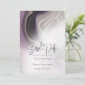 Save the date | Plum Misty Marble Kaart (Staand voorkant)