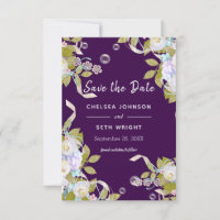 Save the Date Plum Purple and Spring Floral