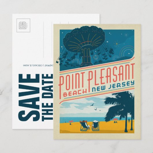 Save the date | Point Pleasant, NJ Aankondigingskaart (Voorkant / Achterkant)