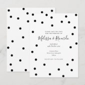 Save the Date Polka Dots Elegant Zwart-wit Aankondigingskaart (Voorkant / Achterkant)
