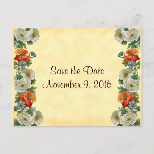 Save the Date Poppies Cornflowers Briefkaart (Voorkant)