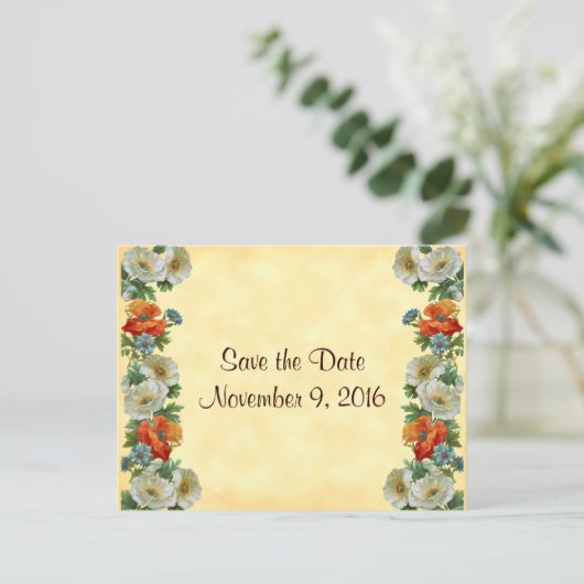 Save the Date Poppies Cornflowers Briefkaart (Staand voorkant)