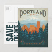 Save the date | Portland, OR Aankondigingskaart (Voorkant / Achterkant)