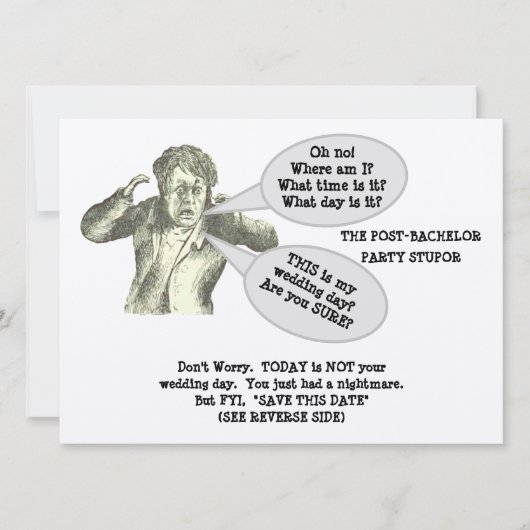 "SAVE THE DATE / POST-BACHELOR PARTY STUPOR / GRAP SAVE THE DATE (Voorkant)