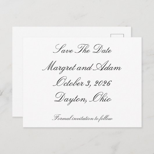 Save The Date Post Card Uitnodiging Briefkaart (Voorkant / Achterkant)