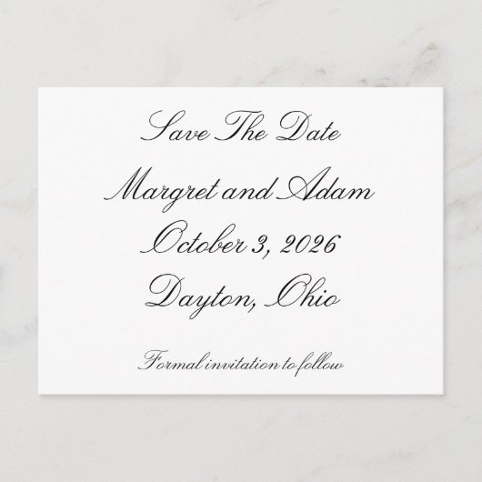 Save The Date Post Card Uitnodiging Briefkaart (Voorkant)