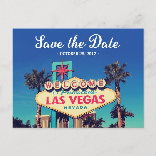 Save the Date - Prachtige Retro Las Vegas Foto Aankondigingskaart (Voorkant)