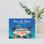 Save the Date - Prachtige Retro Las Vegas Foto Aankondigingskaart (Staand voorkant)