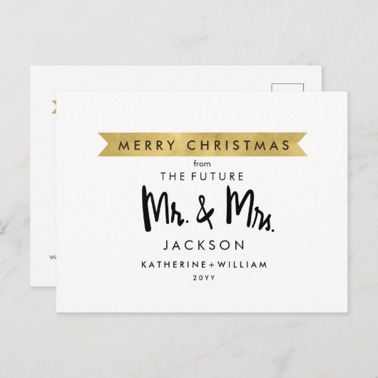 Save The Date | Prettig Kerstfeest Mr en Mrs Aankondigingskaart (Voorkant / Achterkant)