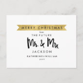 Save The Date | Prettig Kerstfeest Mr en Mrs Aankondigingskaart (Voorkant)