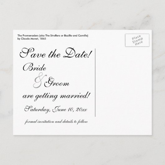Save the date! Promenaders van Monet Aankondigingskaart (Achterkant)