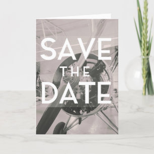 Save the Date Prop vliegtuig Notitiekaartje