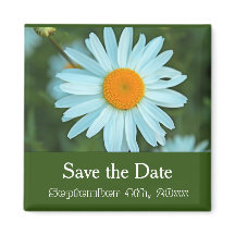 save the date, pure witte madeliefjes groen