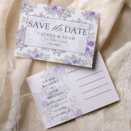Save the Date Purple Floral Wedding Aankondigingskaart