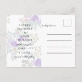 Save the Date Purple Floral Wedding Aankondigingskaart (Achterkant)