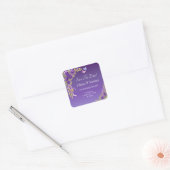 Save The Date -Purple Mauve Flowers & White Vierkante Sticker (Envelop)