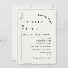 Save the Date QR Code Faux Deckled Edge Wedding Kaart