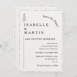 Save the Date QR Code Faux Deckled Edge Wedding Kaart