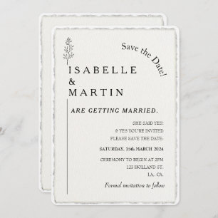 Save the Date QR Code Faux Deckled Edge Wedding Kaart