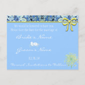 Save The Date Queen Anne's Lace Lapis Blauw Groen Aankondigingskaart (Achterkant)