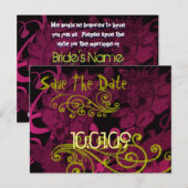 Save the Date - Rasberry Floral Distressed - Aankondigingskaart (Voorkant / Achterkant)