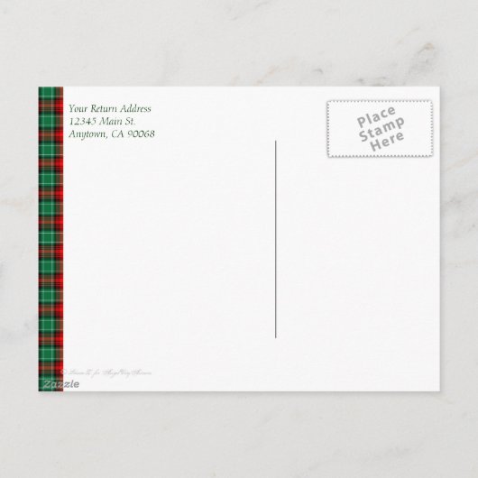 Save the Date Red Green Plaid Vakantie Aankondigingskaart (Achterkant)