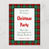 Save the Date Red Green Plaid Vakantie Aankondigingskaart (Voorkant)