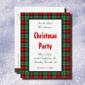 Save the Date Red Green Plaid Vakantie Aankondigingskaart