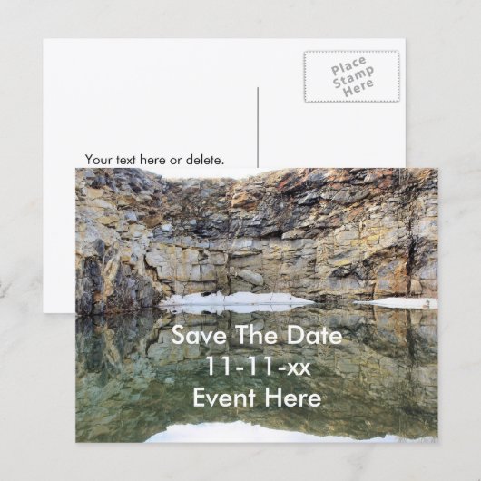 Save The Date Reflections In Water Aankondigingskaart (Voorkant / Achterkant)