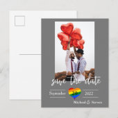 Save the Date Regenboog Hart Foto Aankondiging Kaa (Voorkant / Achterkant)