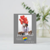 Save the Date Regenboog Hart Foto Aankondiging Kaa (Staand voorkant)