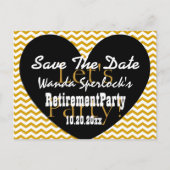 Save the Date RETIREMENT PARTY Gold Black Heart V3 Aankondigingskaart (Voorkant)