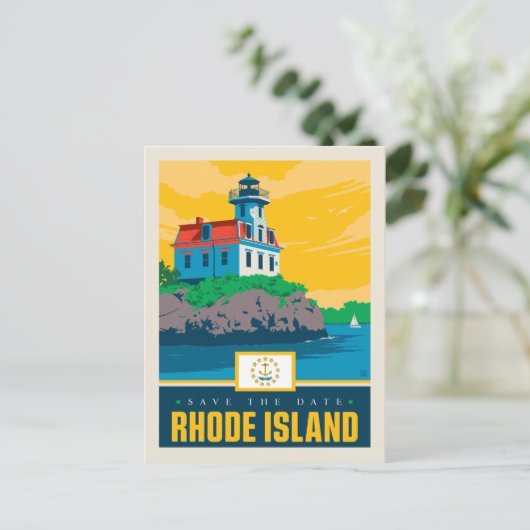Save the date | Rhode Island Uitnodiging Briefkaart (Staand voorkant)