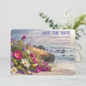 Save the Date Romantic Beautiful Flowers on Beach  Kaart (Staand voorkant)