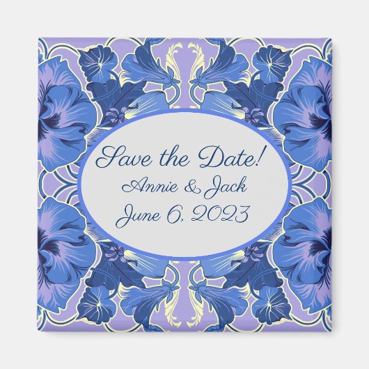 Save the date! Romantic Pansies Magnet (Voorkant)