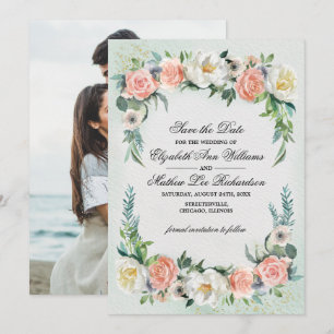 Save the date. Romantic Rozen Weddenschap Kaart